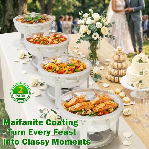Chafing Dishes for Buffet, 6QT 2 Pack Round Maifanite-Coated, alternate view 2