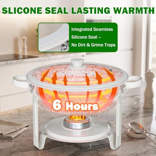 Chafing Dishes for Buffet, 6QT 2 Pack Round Maifanite-Coated, alternate view 3