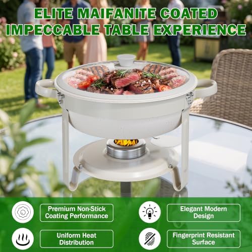 Chafing Dishes for Buffet, 6QT 2 Pack Round Maifanite-Coated, alternate view 5