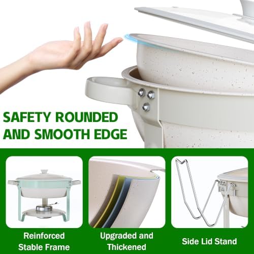 Chafing Dishes for Buffet, 6QT 2 Pack Round Maifanite-Coated, alternate view 6