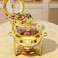 Chafing Dishes for Buffet 6QT, 2 Pack Round with Glass Lid in Gold