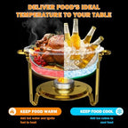Chafing Dishes for Buffet 6QT, 2 Pack Round with Glass Lid in Gold, alternate view 5