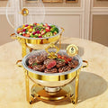 Chafing Dishes for Buffet, 6QT 2 Pack Round with Glass Lid, Gold in Gold