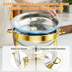 Chafing Dishes for Buffet, 6QT 2 Pack Round with Glass Lid, Gold in Gold, alternate view 6