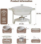 Chafing Dishes for Buffet,6QT 2 Pack, White Maifanite-Coated, Glass Lid, Round in White 6 Quarts 2 Pack, alternate view 2