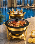 Chafing Dishes for Buffet, 6QT Round, Black Granite, 2 Pack in 6qt-black Granite-2 Pack
