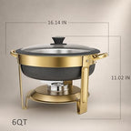 Chafing Dishes for Buffet, 6QT Round, Black Granite, 4 Pack in 6qt-black Granite-4 Pack, alternate view 2