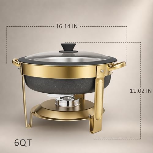 Chafing Dishes for Buffet, 6QT Round, Black Granite, 4 Pack in 6qt-black Granite-4 Pack, alternate view 2
