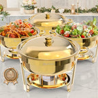Chafing Dishes for Buffet, 6QT Round Chafing Dishes for Buffet (Full Gold, 4 Pack) in Full Gold