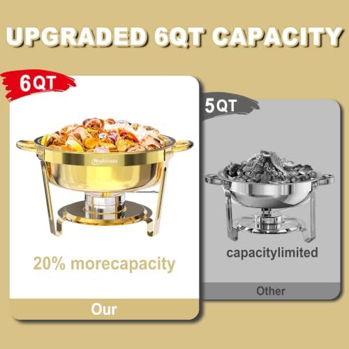 Chafing Dishes for Buffet, 6QT Round Chafing Dishes for Buffet (Full Gold, 4 Pack) in Full Gold, alternate view 2