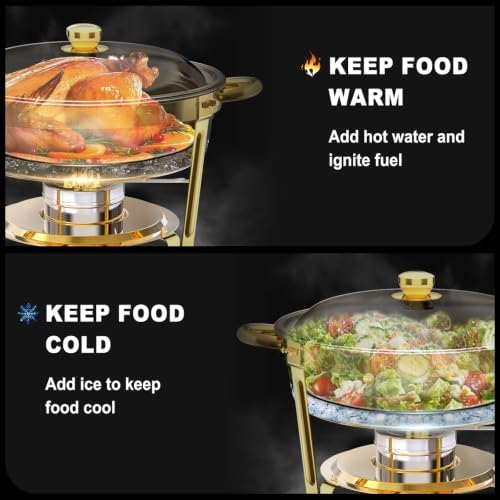 Chafing Dishes for Buffet, 6QT Round Chafing Dishes for Buffet (Full Gold, 4 Pack) in Full Gold, alternate view 3