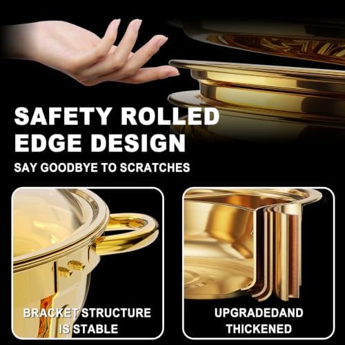 Chafing Dishes for Buffet, 6QT Round Chafing Dishes for Buffet (Full Gold, 6 Pack) in Full Gold, alternate view 4