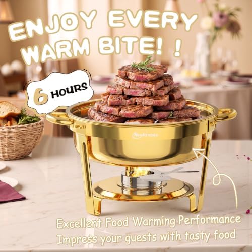 Chafing Dishes for Buffet, 6QT Round Chafing Dishes for Buffet (Full Gold, 6 Pack) in Full Gold, alternate view 5