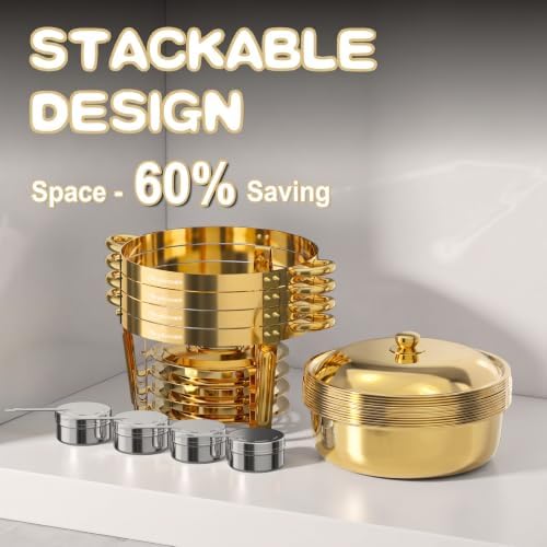 Chafing Dishes for Buffet, 6QT Round Chafing Dishes for Buffet (Full Gold, 6 Pack) in Full Gold, alternate view 6