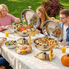 Chafing Dishes for Buffet, 6QT Round Stainless Steel Chafing Dish Set Golden - Food Warmers for Party Catering, alternate