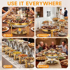Chafing Dishes for Buffet, 6QT Round Stainless Steel Chafing Dish Set Golden - Food Warmers for Party Catering, alternate