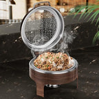Chafing Dishes for Buffet, 6QT Round Stainless Steel Chafing Dish with Transparent Hydraulic Lid, 304 Food Pan