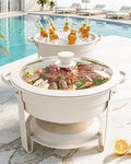 Chafing Dishes for Buffet, 6QT Round, White Granite, 2 Pack in 6qt-white Granite-2 Pack
