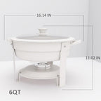 Chafing Dishes for Buffet, 6QT Round, White Granite, 4 Pack in 6qt-white Granite-4 Pack, alternate view 2
