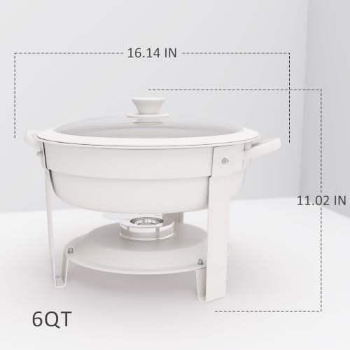 Chafing Dishes for Buffet, 6QT Round, White Granite, 4 Pack in 6qt-white Granite-4 Pack, alternate view 2