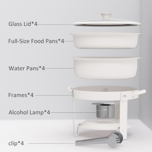 Chafing Dishes for Buffet, 6QT Round, White Granite, 4 Pack in 6qt-white Granite-4 Pack, alternate view 5
