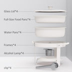 Chafing Dishes for Buffet, 6QT Round, White Granite, 4 Pack in 6qt-white Granite-4 Pack, alternate view 5