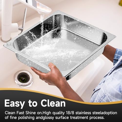 Chafing Dishes for Buffet, 6QT Square Stainless Steel Chafing Dish with Transparent Hydraulic Lid, 304 Food Pan, alternate