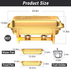 Chafing Dishes for Buffet, 8 Qt Food Warmers 4 Pack 4 Pans Gold, alternate view 3