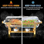 Chafing Dishes for Buffet, 8 Qt Food Warmers 4 Pack 4 Pans Gold, alternate view 5