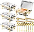 Chafing Dishes for Buffet, 8 Qt Food Warmers 4 Pack 4 Pans Half Gold