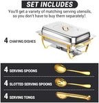 Chafing Dishes for Buffet, 8 Qt Food Warmers 4 Pack 4 Pans Half Gold, alternate view 4