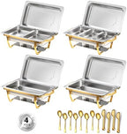 Chafing Dishes for Buffet, 8 Qt Food Warmers 4 Pack 7 Pans Half Gold