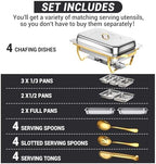 Chafing Dishes for Buffet, 8 Qt Food Warmers 4 Pack 7 Pans Half Gold, alternate view 4