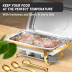 Chafing Dishes for Buffet, 8 Qt Food Warmers 4 Pack 7 Pans Half Gold, alternate view 6