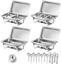 Chafing Dishes for Buffet, 8 Qt Food Warmers 4 Pack 7 Pans Silver