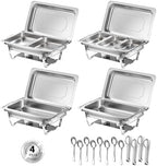 Chafing Dishes for Buffet, 8 Qt Food Warmers 4 Pack 7 Pans Silver