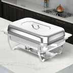 Chafing Dishes for Buffet, 8 Qt Food Warmers 4 Pack 7 Pans Silver, alternate view 2