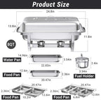 Chafing Dishes for Buffet, 8 Qt Food Warmers 4 Pack 7 Pans Silver, alternate view 3