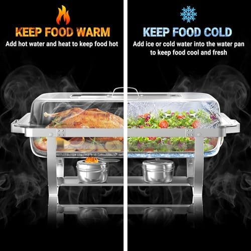 Chafing Dishes for Buffet, 8 Qt Food Warmers 4 Pack 7 Pans Silver, alternate view 5