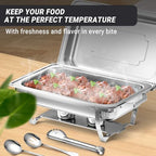 Chafing Dishes for Buffet, 8 Qt Food Warmers 4 Pack 7 Pans Silver, alternate view 6