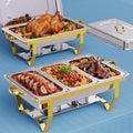 Chafing Dishes for Buffet, 9.5QT 2 Pack with 4 Pans, Gold in Gold