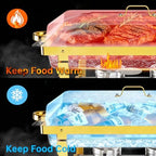 Chafing Dishes for Buffet, 9.5QT 2 Pack with 4 Pans, Gold in Gold, alternate view 4