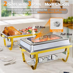 Chafing Dishes for Buffet, 9.5QT 2 Pack with Glass Lid, Gold in Gold & Silver, alternate view 4