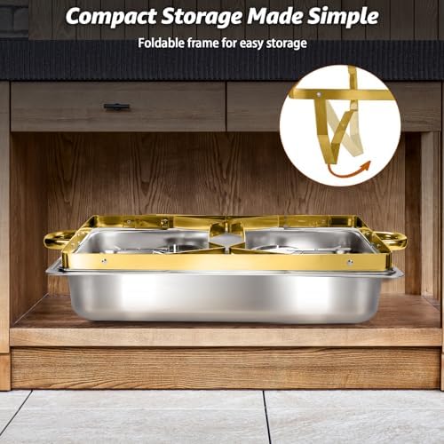 Chafing Dishes for Buffet, 9QT 5 Pack Chafing Dish Buffet Set in Gold, alternate view 3