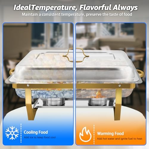 Chafing Dishes for Buffet, 9QT 5 Pack Chafing Dish Buffet Set in Gold, alternate view 4