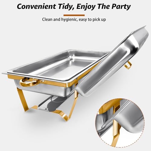Chafing Dishes for Buffet, 9QT 5 Pack Chafing Dish Buffet Set in Gold, alternate view 5