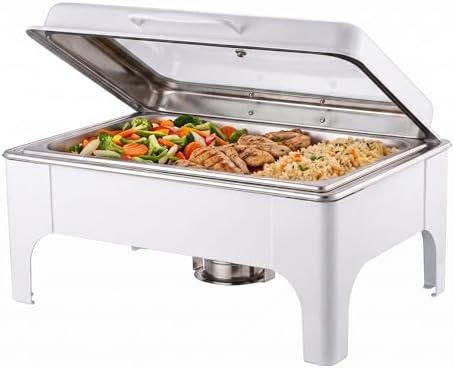 Chafing Dishes for Buffet, Roll Top 9QT Stainless Steel Chafers and Buffet Warmers Sets with Glass Lid for