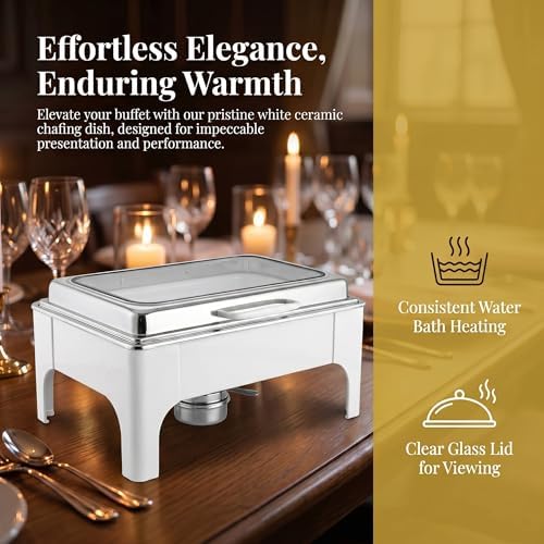 Chafing Dishes for Buffet, Roll Top 9QT Stainless Steel Chafers and Buffet Warmers Sets with Glass Lid for, alternate view 4