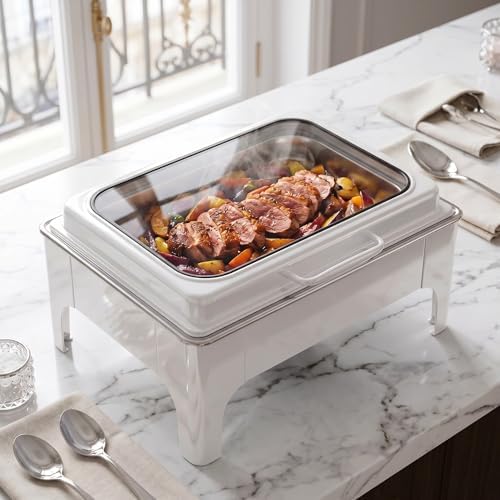 Chafing Dishes for Buffet, Roll Top 9QT Stainless Steel Chafers and Buffet Warmers Sets with Glass Lid for, alternate view 6
