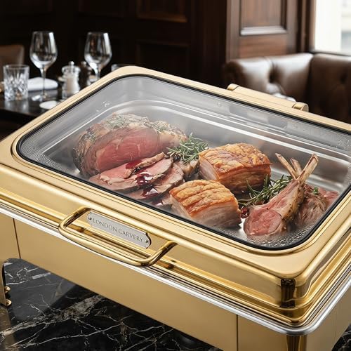 Chafing Dishes for Buffet, Roll Top 9QT Stainless Steel Chafers and Buffet Warmers Sets with Glass Lid for, alternate view 2